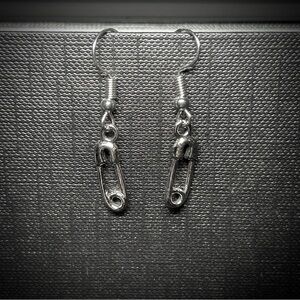 Silver Safety Pin Dangle Earrings Back to School